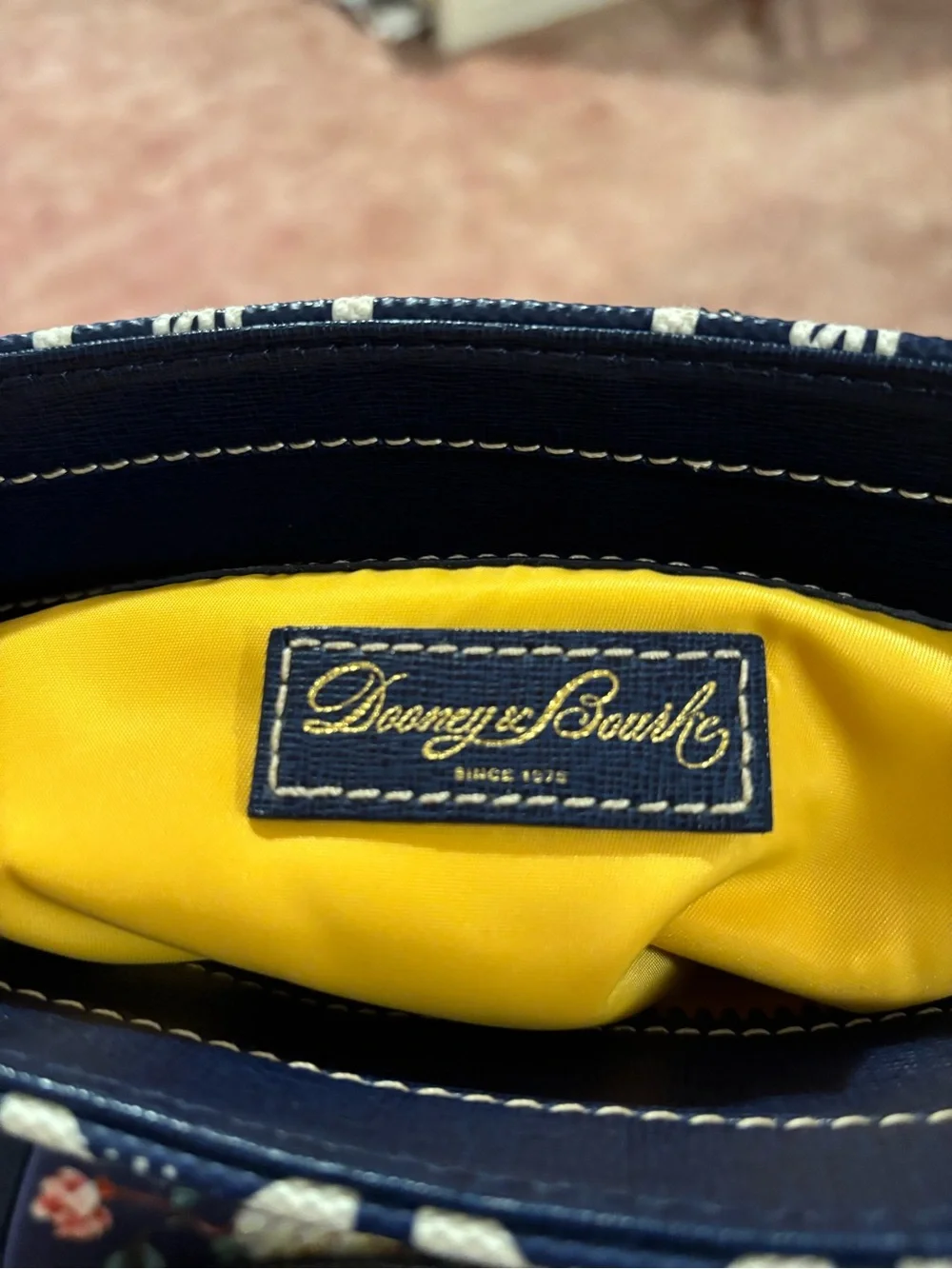 Dooney & Bourke Navy and White Patterned Logo Tote